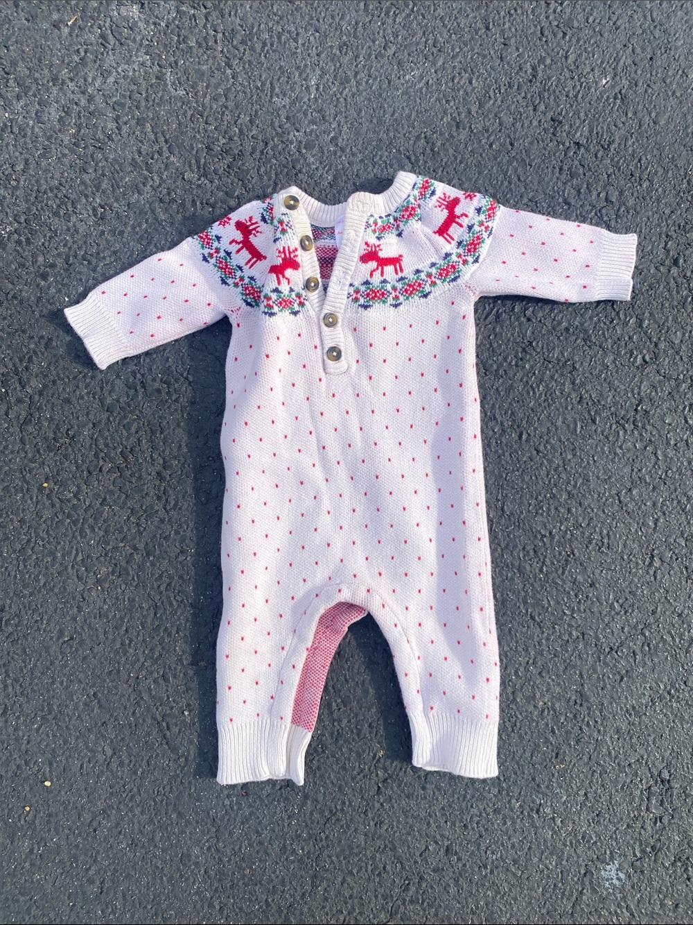 Hanna Andersson Baby Knit One-Piece Romper with Red Reindeer